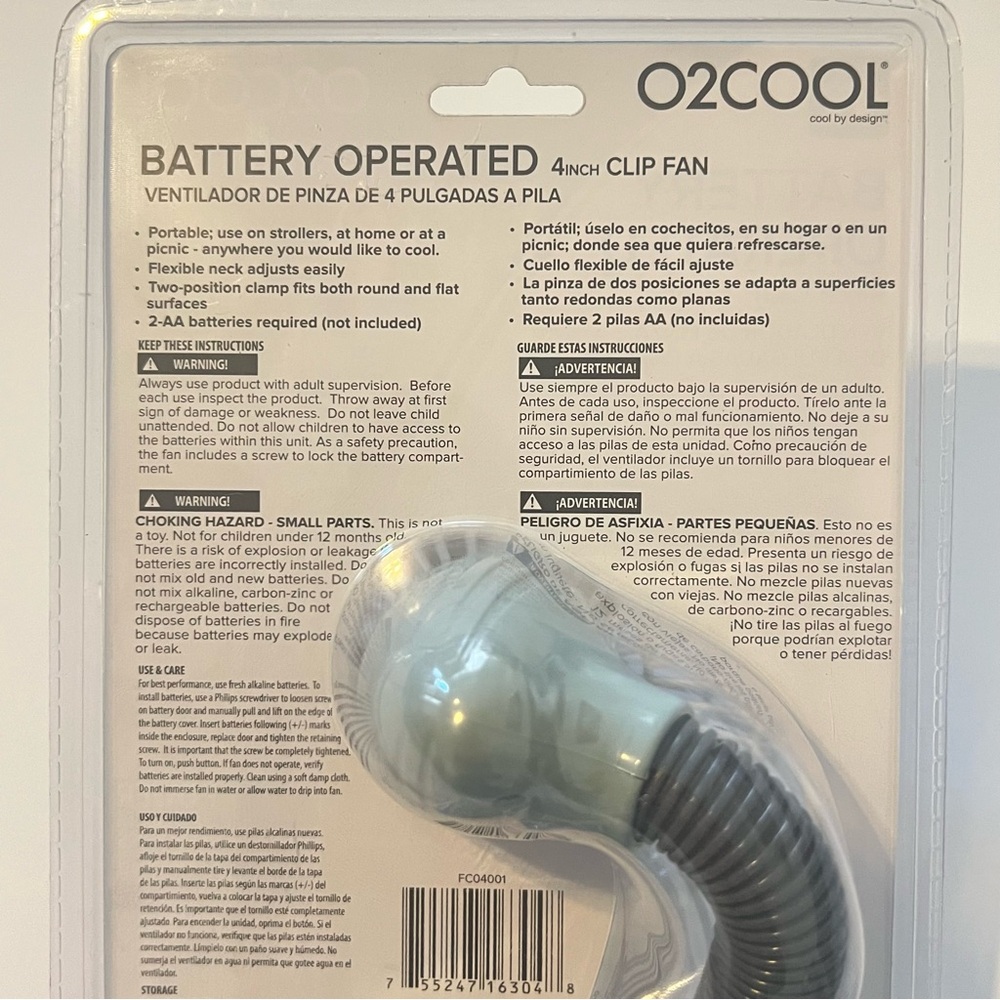 O2Cool Battery Operated 4 Inch Clip Fan New - Picture 5 of 6